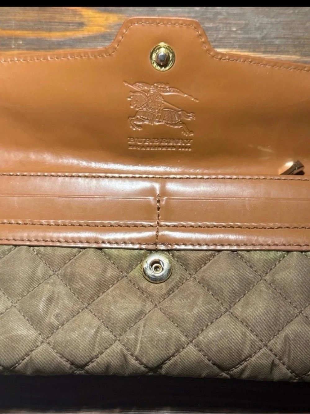 Burberry Quilted Brown and Tan Wallet- EUC